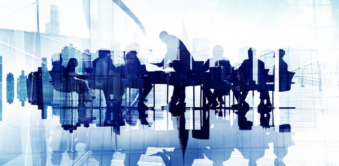 Abstract Image of Business People's Silhouettes in a Meeting