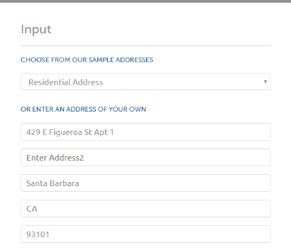 Example of abbreviated address input